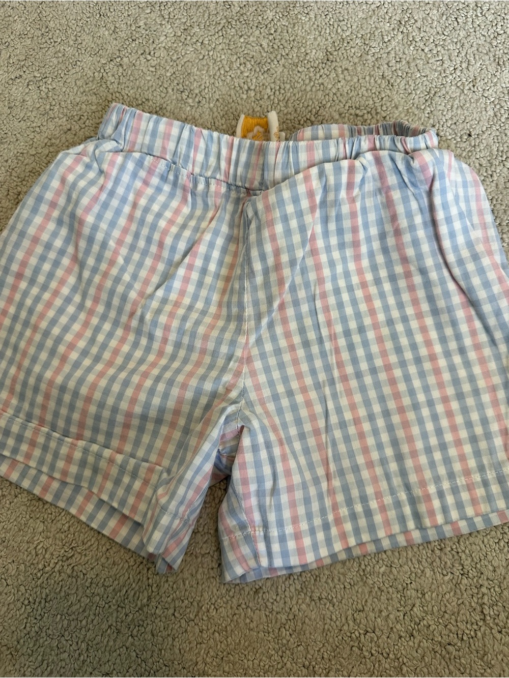 Pastel Gingham Elastic-Waist Shorts - Blue & Pink